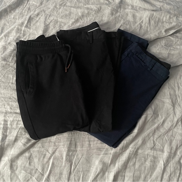 Mens Black and Navy Pants Set Cropped Skinny Slim 32 Luxury Cotton Lot 3 Pairs - Picture 1 of 8